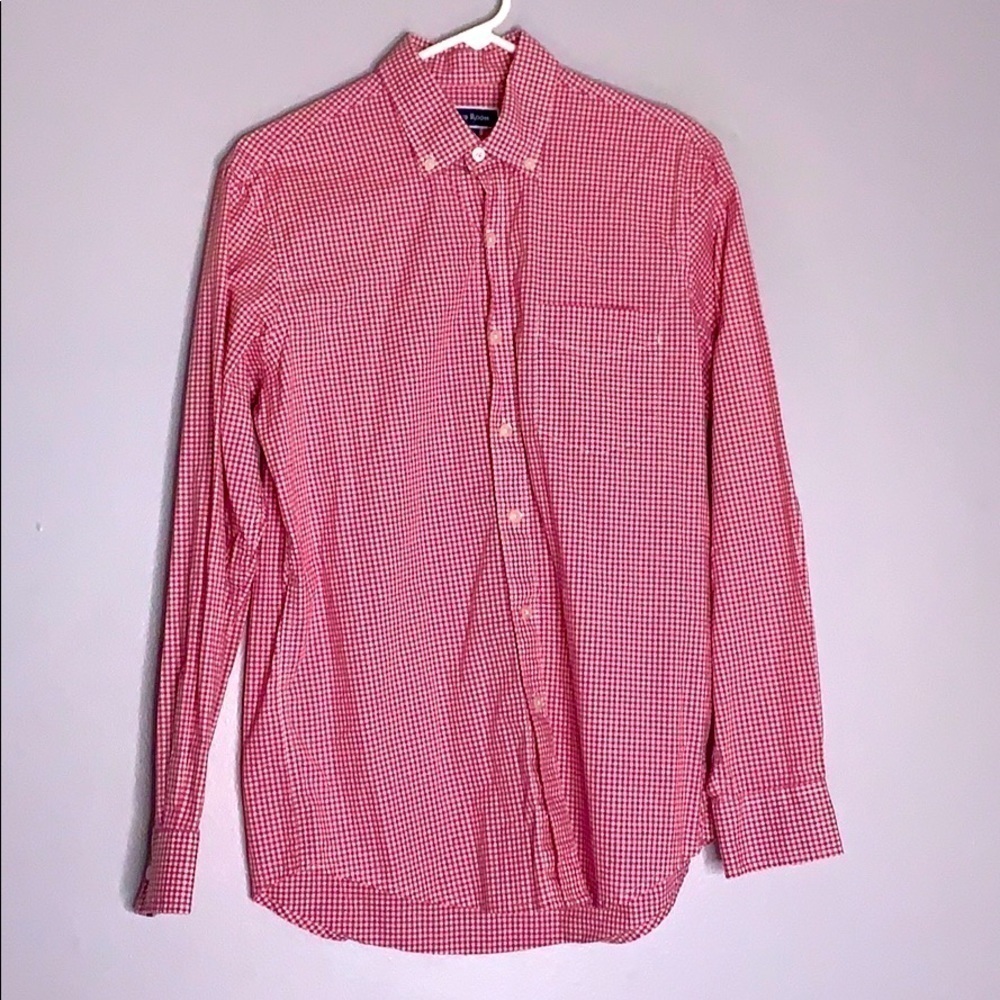 Club room microcheck long sleeve button down shirt small